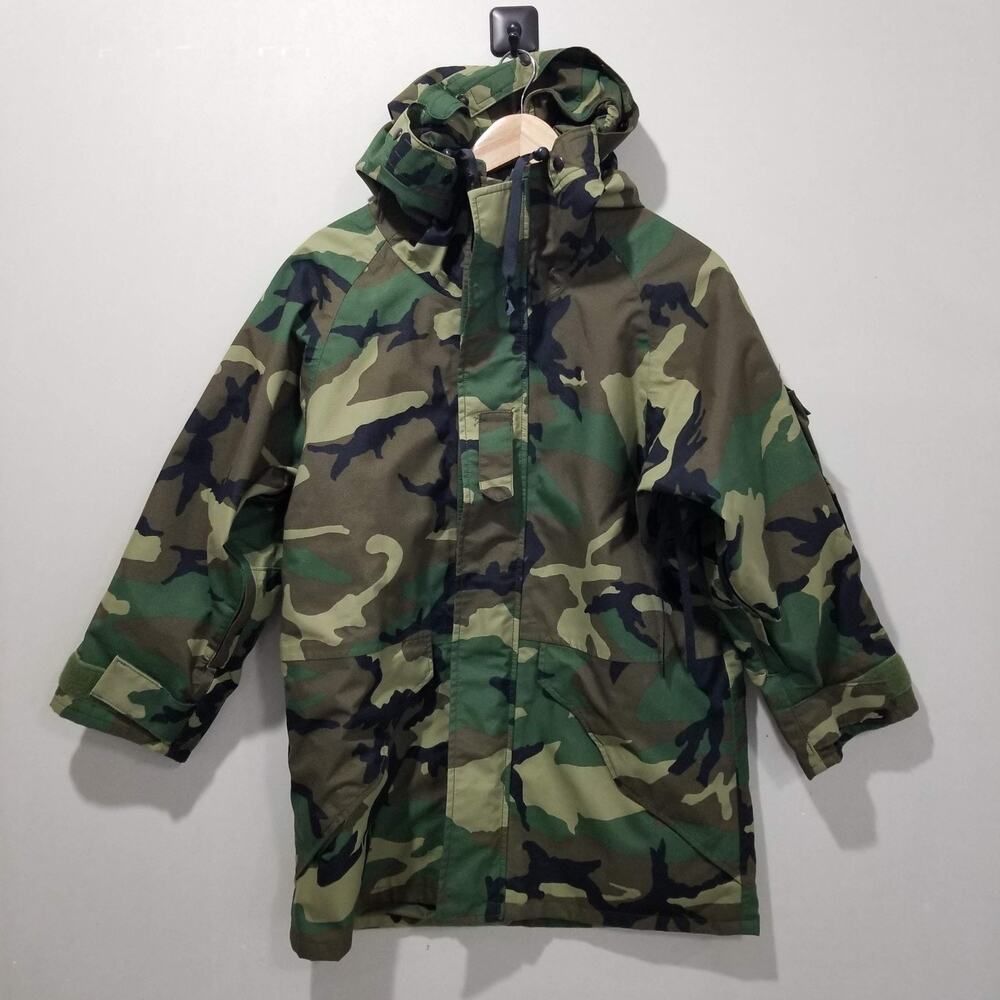 Vintage Alpha Industries Jacket Mens Small Green Camo ECWCS Parka Cold Weather